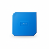 Blue Adheseal notched trowel for silicone sealant, square ergonomic tool with rounded corners