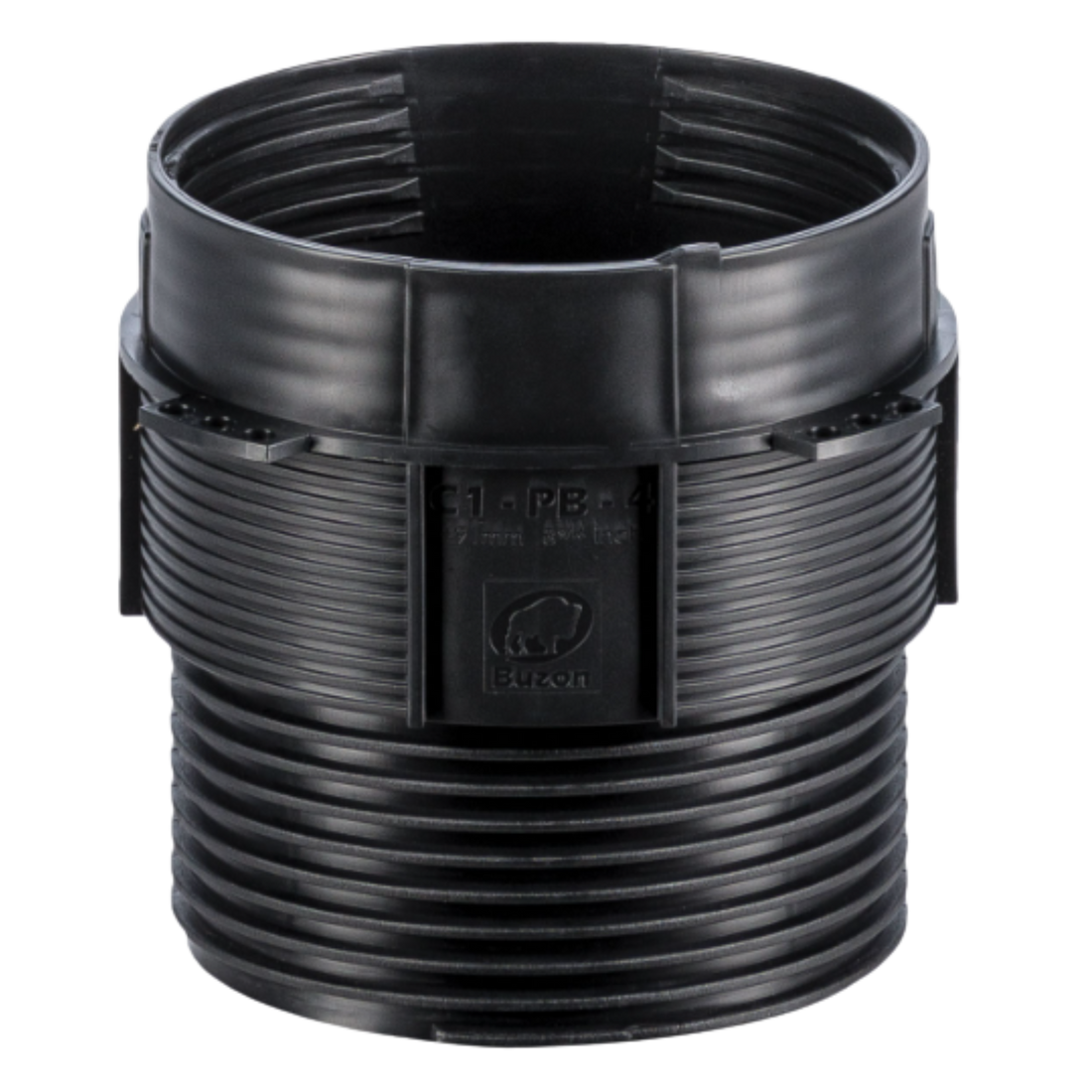 Black 1.5" PE corrugated pipe coupling, ribbed drainage connector, durable polyethylene fitting