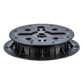 Black PB-01 adjustable decking pedestal base with cross supports, screw holes, round plastic design for raised floors