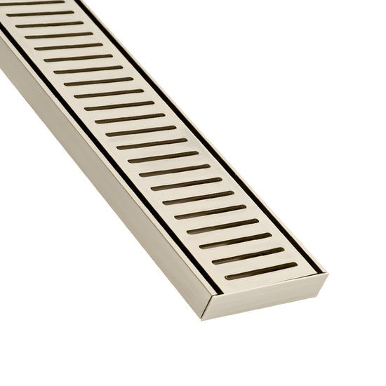 Lauxes Grates NXT 21 linear drain in Brushed Nickel anodised aluminium