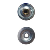 Dished metal plunger for Adheseal M8504 caulking gun, ensures smooth dispensing of polyurethane sealant for joint sealing.