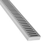 Rustproof Lauxes Standard Floor Grate: silver aluminium linear drain with slots for bathrooms, showers, balconies. Custom-...