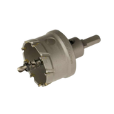 Lauxes TCT hole saw (50mm) w/ arbor & pilot drill for clean aluminium cuts in pop waste outlets, shower grates, wet areas.