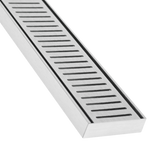 Lauxes NXT26 anodised aluminium linear grate, 26mm deep slots prevent under-tile water migration in showers with waterproo...