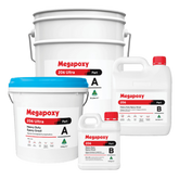 Megapoxy 206 Ultra two-part heavy duty epoxy grout kit: Part A & B pails for machinery bases, rail grouting, 120 MPa stren...