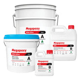Megapoxy 206 Ultra two-part heavy duty epoxy grout kit: Part A & B pails for machinery bases, rail grouting, 120 MPa stren...