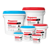 Megapoxy PF White rapid set epoxy paste adhesive kits (Parts A&B) for non-staining stone bonding & overhead concrete repair.