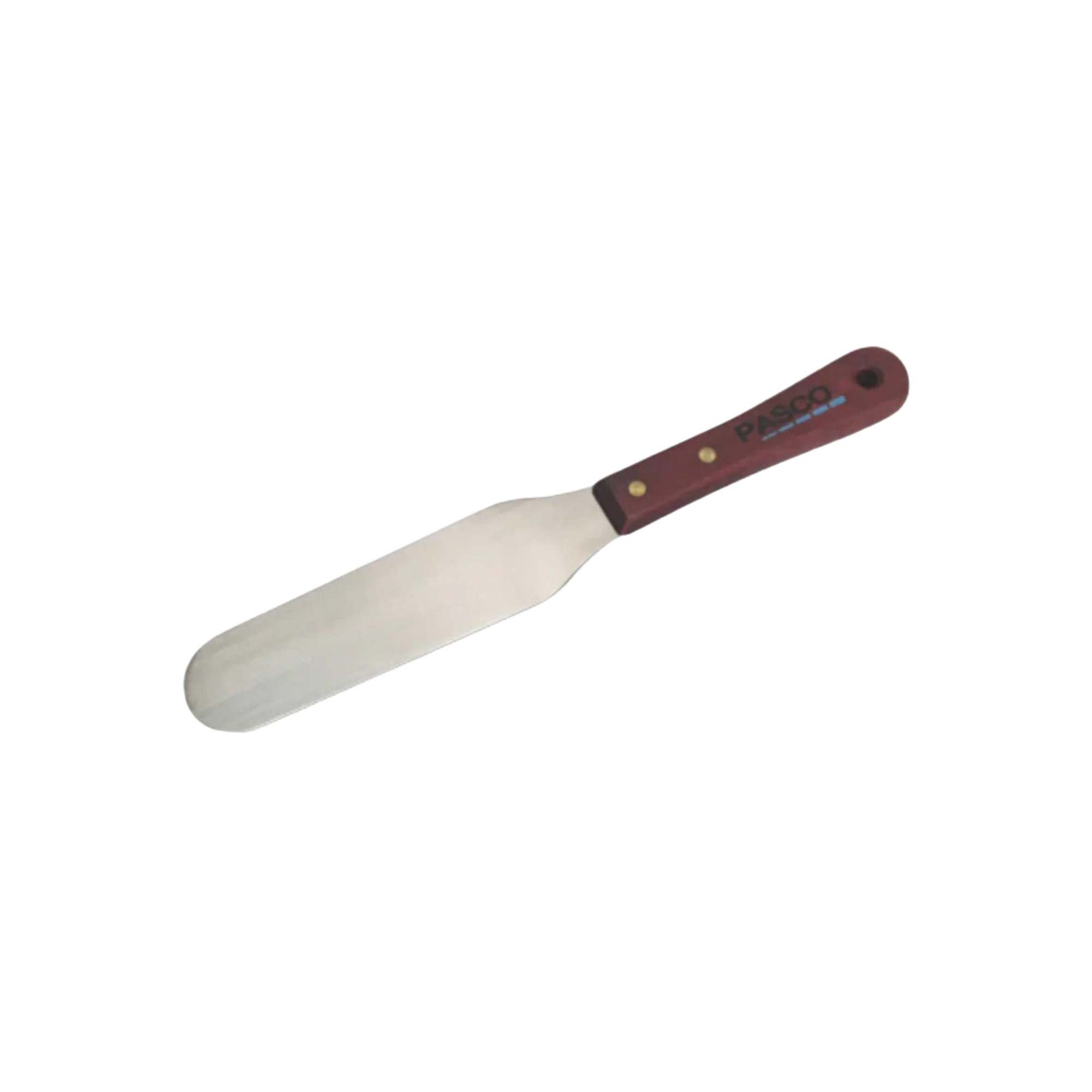 Pasco stainless steel caulking blade with ergonomic wooden handle for precise joint sealing and clean caulk lines.