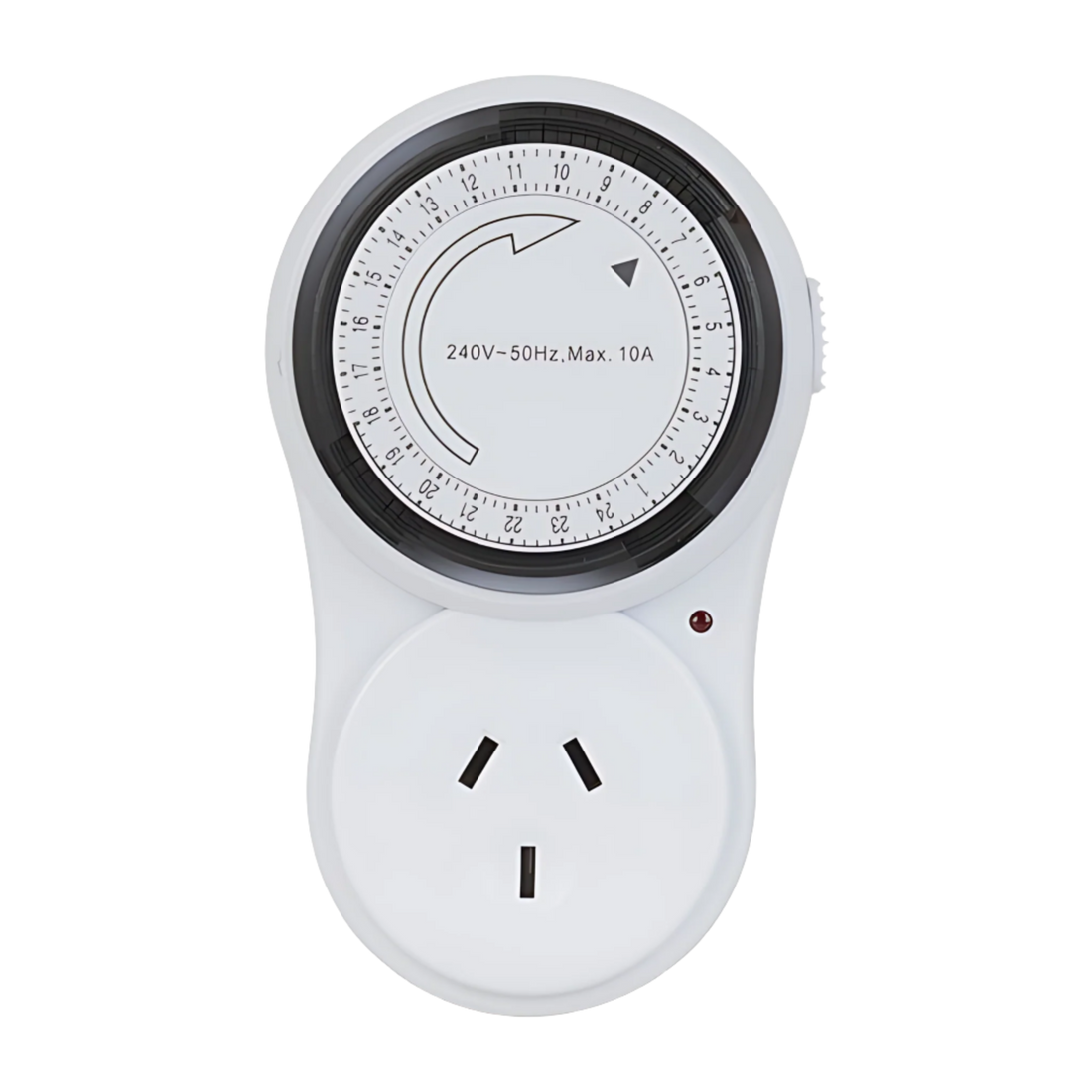 Powertech 24hr mechanical timer, white dial 240V/10A AUS plug, automates Adheseal cordless caulking gun for precise sealan...