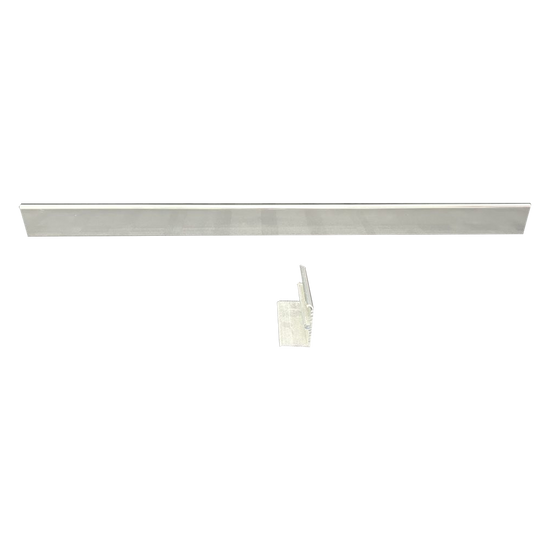 Straight 1-leg aluminium waterstop with tile gauge: guides screed fall, seals shower screen to waterproofing membrane, pre...