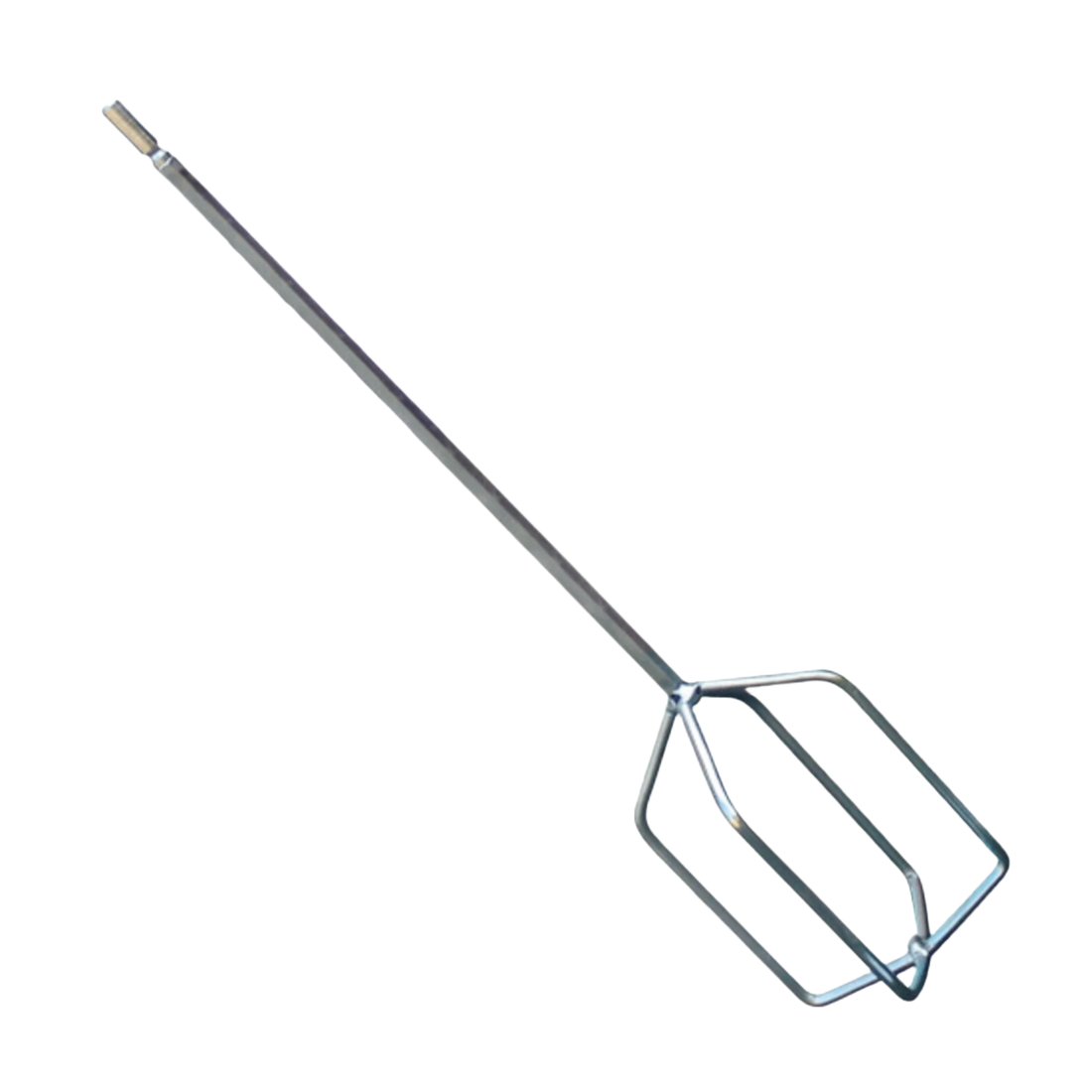 Durable steel 4-blade whisk mixer, 120mm head on 10mm hex shaft, for mixing sealants, adhesives & waterproofing