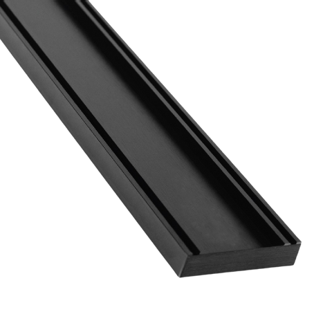Black anodized aluminum U-channel track rail for sliding doors, drawers, and cabinets