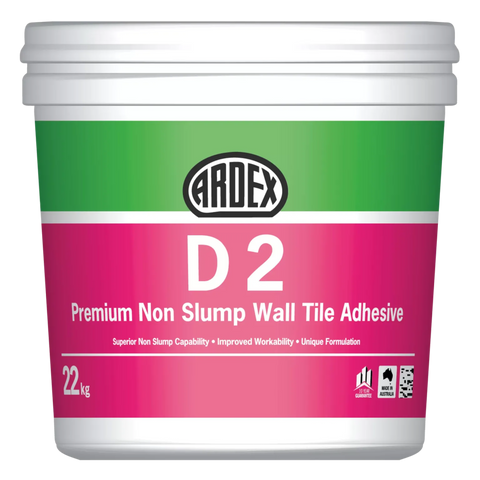 Ardex D2 20kg Premium Non-Slump Wall Tile Adhesive bucket - superior hold, improved workability
