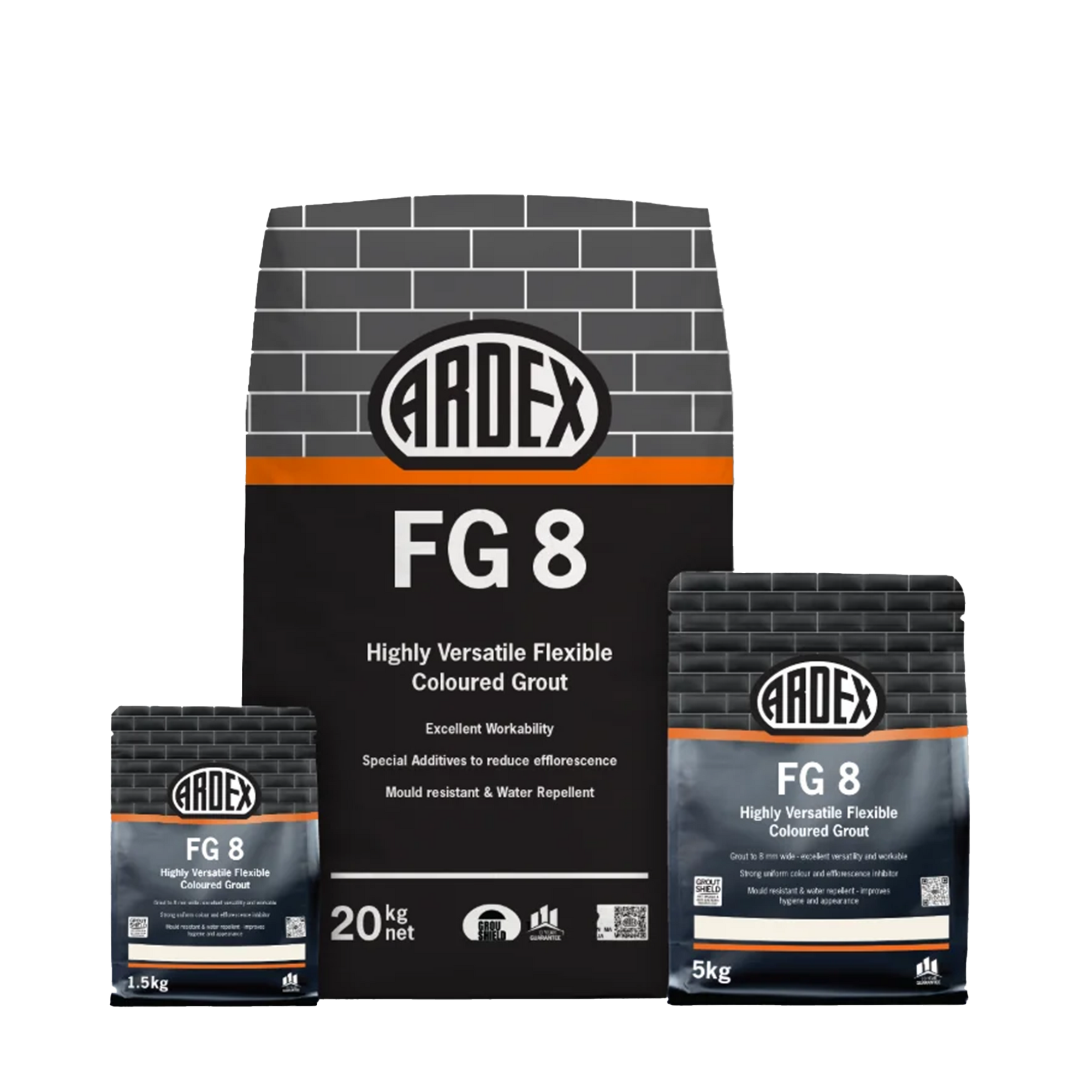 ARDEX FG 8 flexible coloured grout - mould resistant, water repellent, highly versatile, 5kg & 20kg bags