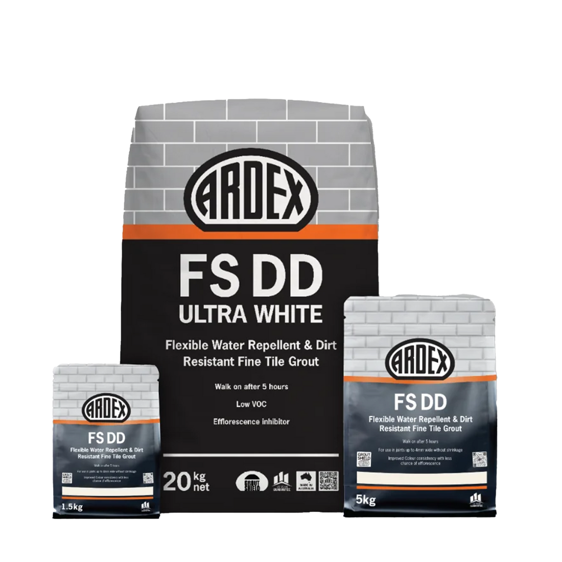 Ardex FS DD Ultra White Flexible Water Repellent Fine Tile Grout, 5kg & 20kg bags, low VOC