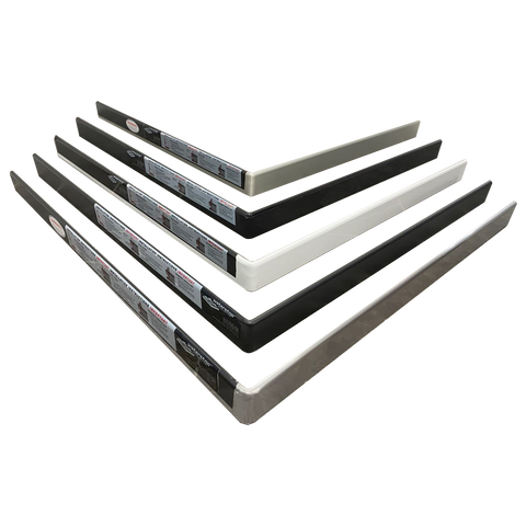 Stack of sleek metal picture frames in white, silver, gray & black finishes, ideal for posters & photos.