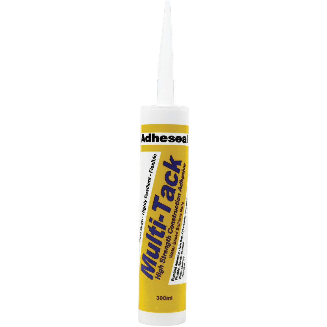 Adheseal Multi-Tack 300ml water-based adhesive cartridge for high initial tack bonding of carpet tiles, vinyl, MDF to poro...