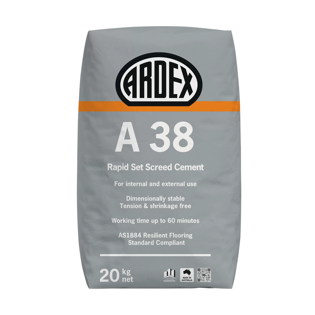 Ardex A38 Rapid Set Screed Cement 20kg bag, shrinkage-free for internal/external flooring, 60-min working time, AS1884 com...