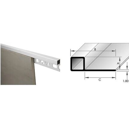 B.A.T Mosaic Corner Angle in matt white, square-edge profile with cross-section; representative 10 mm size