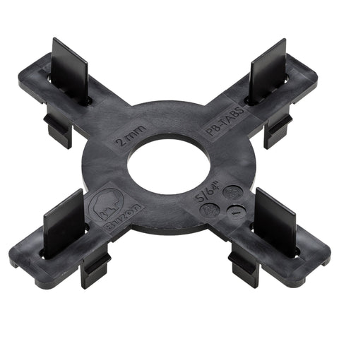Black PB-TABS PB7 5/16" pipe positioning clip, 2mm thick cross design with 4 flexible locking tabs