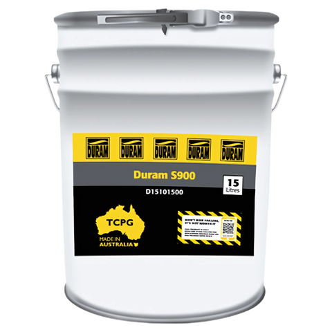 Duram S900 15L pail: clear siloxane sealer penetrates porous masonry, forms sub-surface waterproof barrier, reduces efflor...