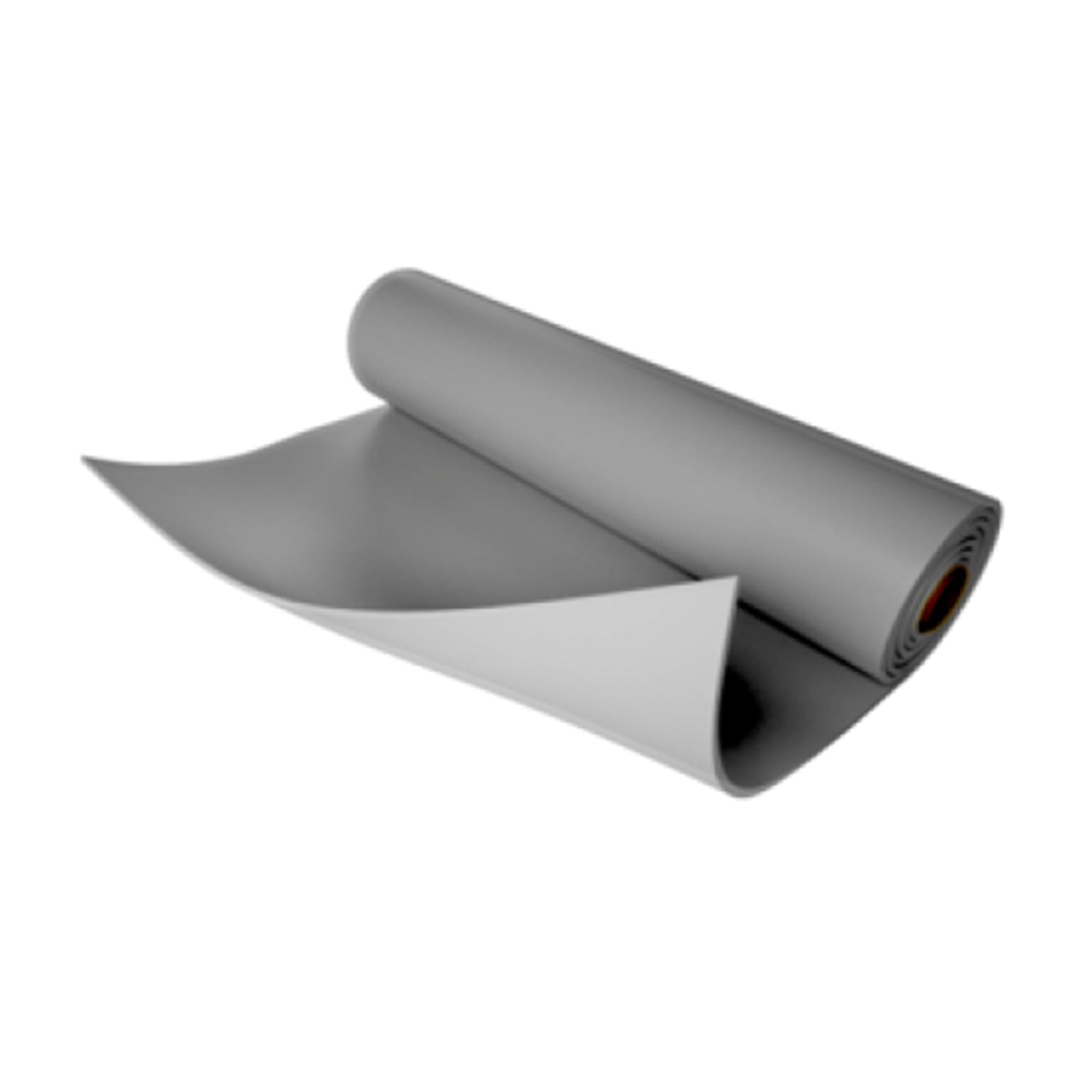Gray roll of Fatrafol 804 unreinforced PVC waterproofing membrane for roof detailing, UV resistant, EN 13956.