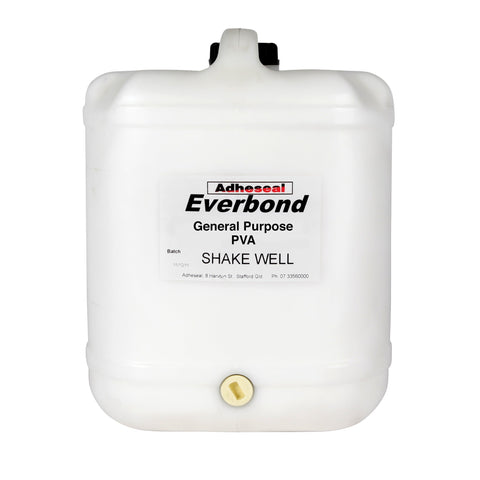 Adheseal Everbond General Purpose PVA in white container for timber bonding, cabinetry & fast-cure joinery.