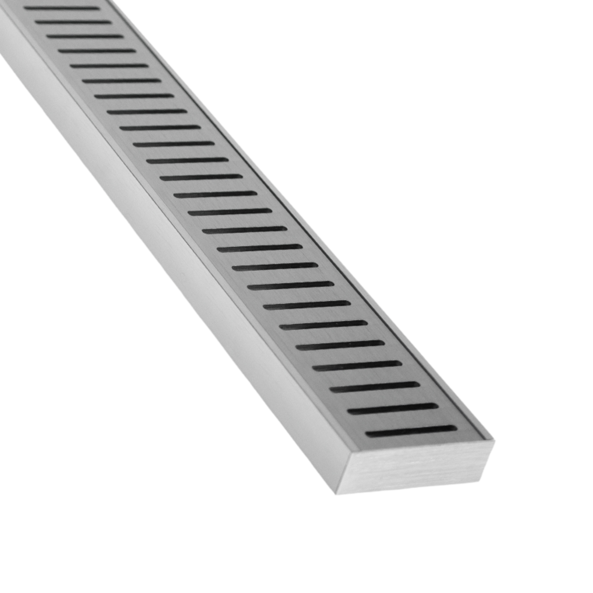 Rustproof Lauxes Standard Floor Grate: silver aluminium linear drain with slots for bathrooms, showers, balconies. Custom-...