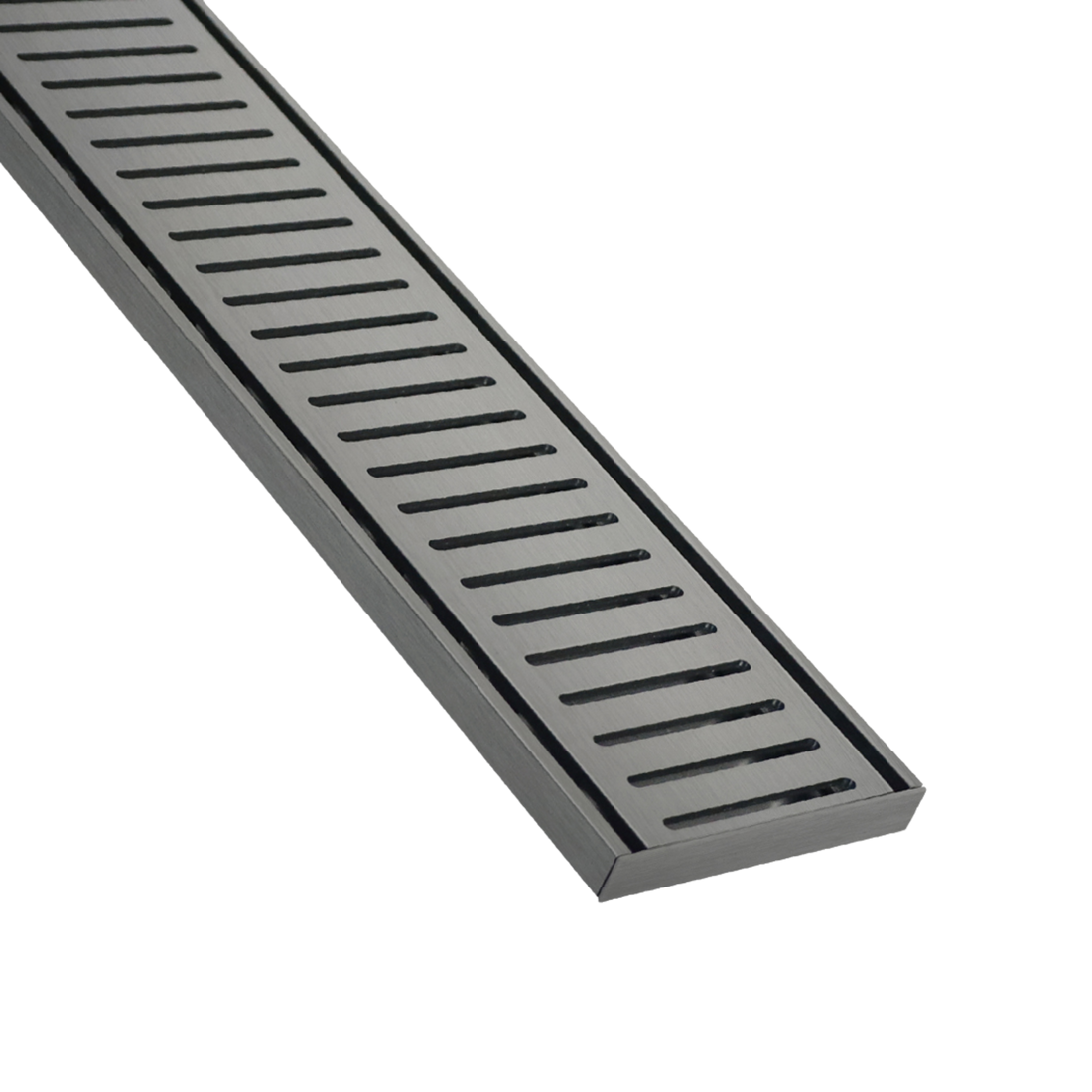 Lauxes Grates NXT 14 linear drain in Gunmetal anodised aluminium