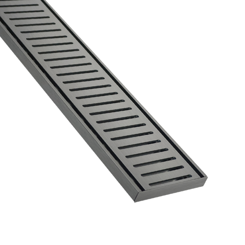 Lauxes Grates NXT 14 linear drain in Gunmetal anodised aluminium