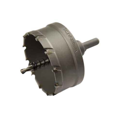 Lauxes TCT 52mm hole saw with carbide teeth & pilot drill for precise aluminium cuts in pop waste outlets for wet area wat...