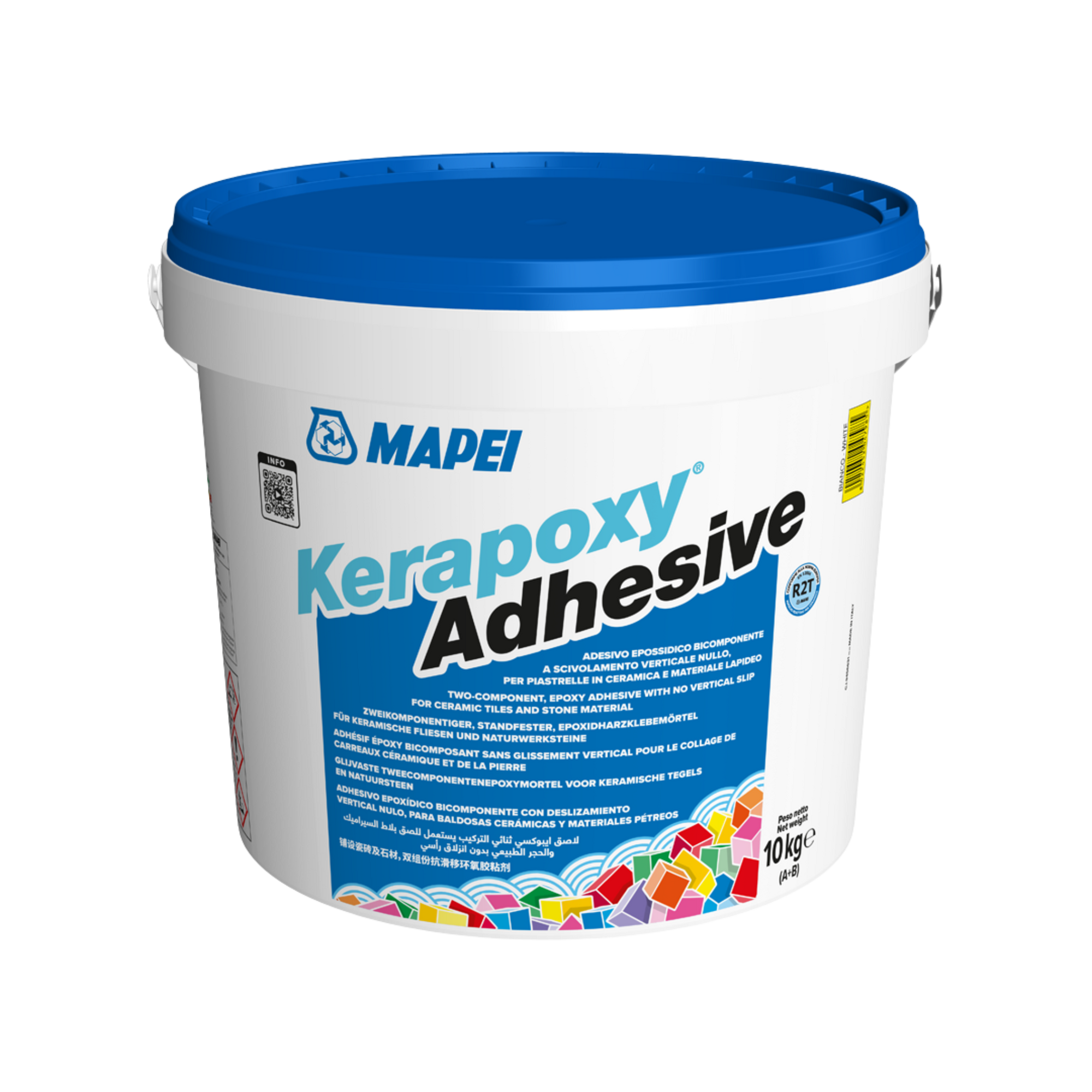 Mapei Kerapoxy 10kg pail: two-part epoxy tile adhesive for no-slip bonding of ceramics, stone on walls, floors, pools.