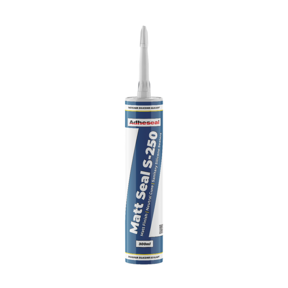 Adheseal Matt Seal S-250 300ml neutral cure sanitary silicone cartridge for mould-resistant wet area joint sealing.
