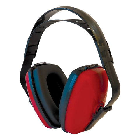 Maxisafe Class 5 Earmuff HBE635: black adjustable headband, red swivel ear cups with foam seals for 29dB SLC80 hearing pro...