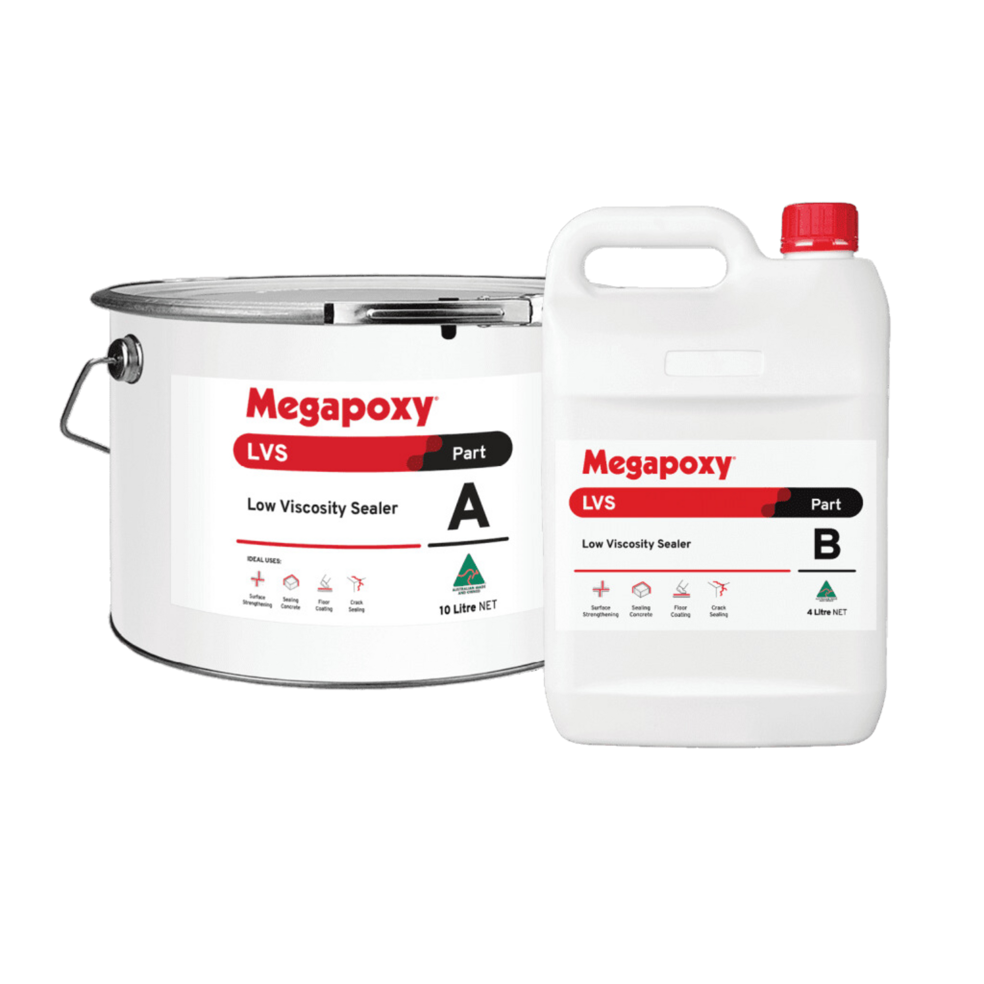 Megapoxy LVS 2-part low viscosity epoxy primer kit: 10L Part A pail & 5L Part B can for concrete sealing, waterproofing ba...