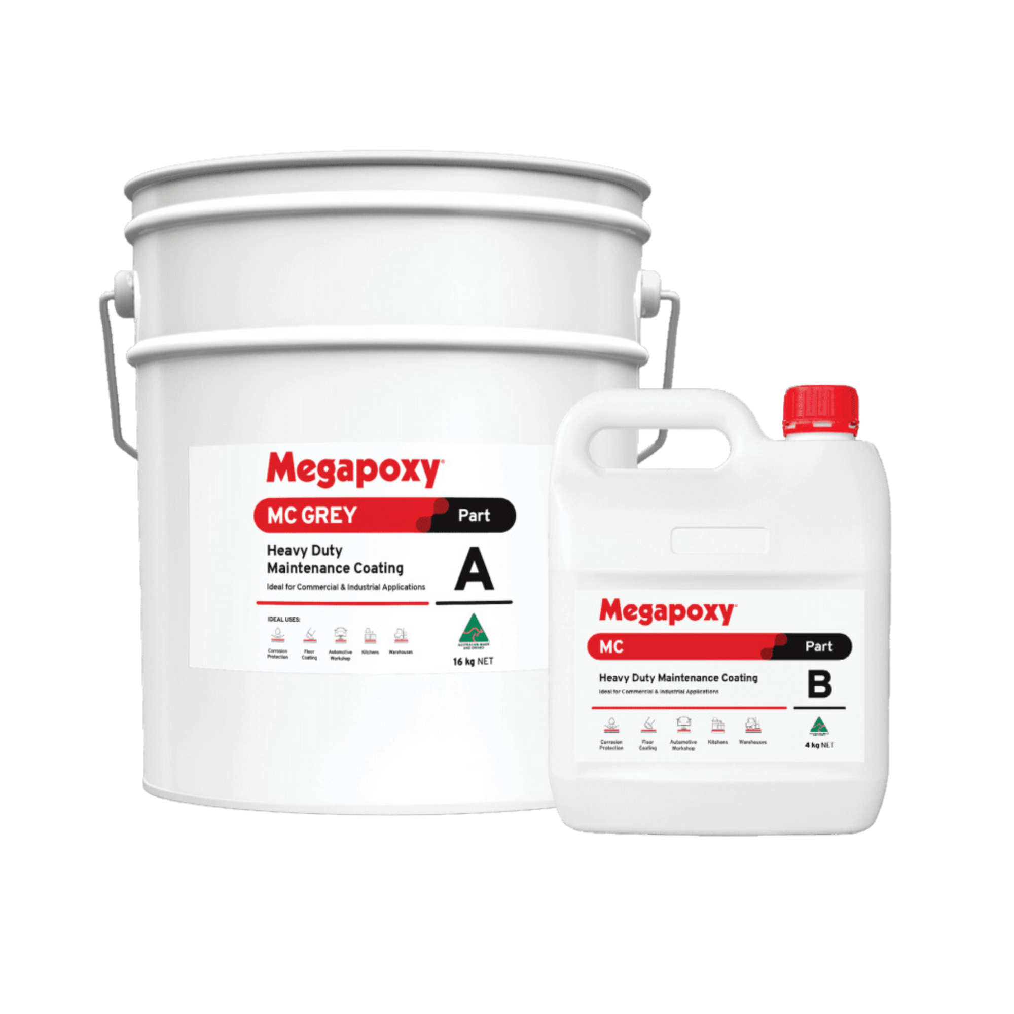 Megapoxy MC 2-part heavy duty epoxy kit: 15kg Part A bucket + Part B for chemical resistant tank linings & workshop floors