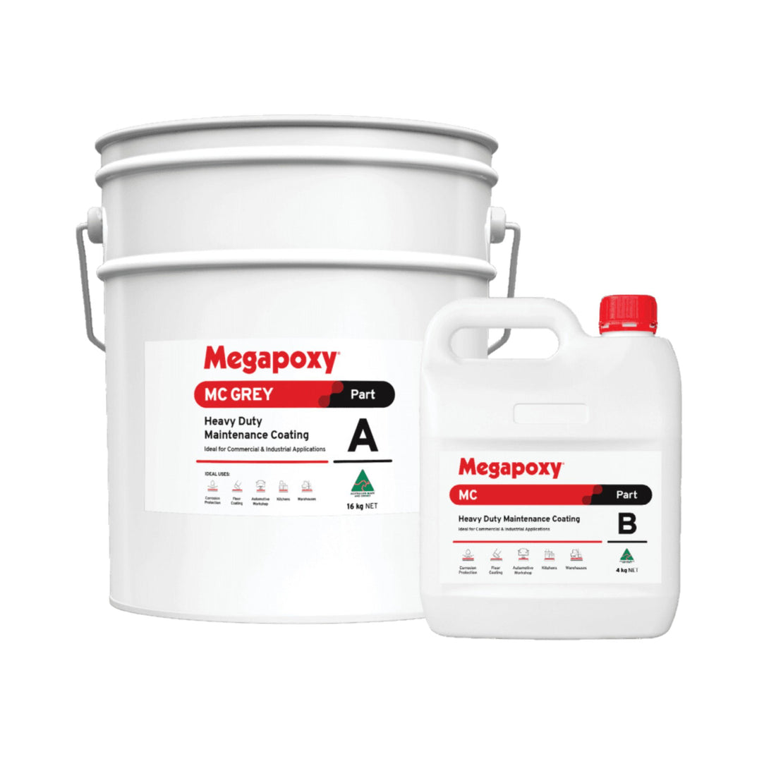 Megapoxy MC 2-part heavy duty epoxy kit: 15kg Part A bucket + Part B for chemical resistant tank linings & workshop floors