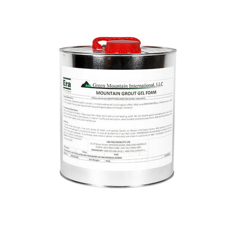Mountain Grout Gel Foam 5-gal pail: hydrophilic PU resin for crack injection, expands 25x to form watertight barrier seali...