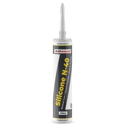 Adheseal N40 neutral cure silicone sealant, 300ml aluminium grey cartridge for high-movement joint sealing in façades, gla...