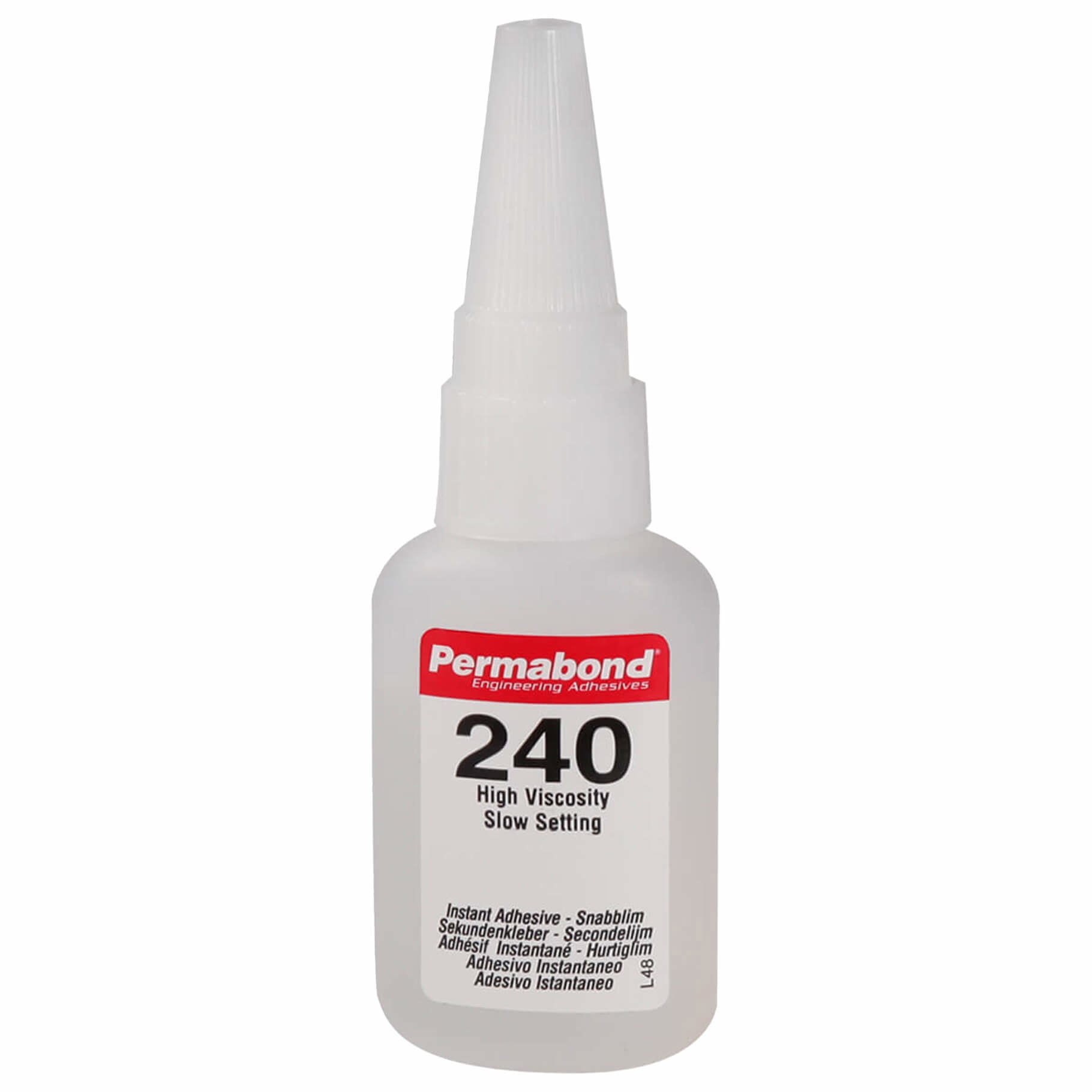 Permabond 240 high viscosity cyanoacrylate adhesive bottle for rapid bonding plastics, rubber, metals; fills large gaps on...