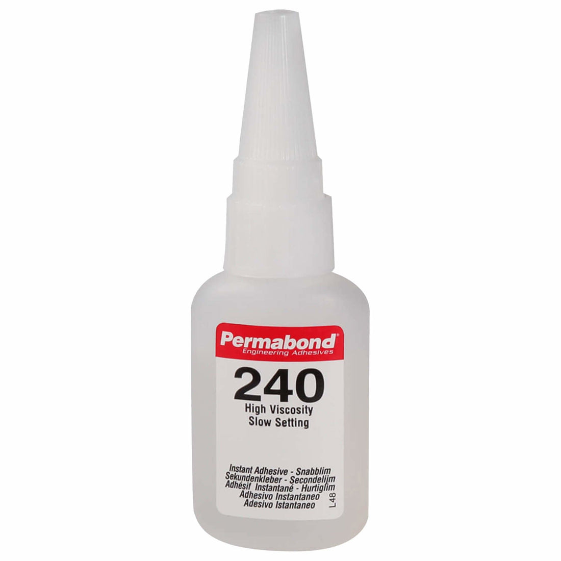 Permabond 240 high viscosity cyanoacrylate adhesive bottle for rapid bonding plastics, rubber, metals; fills large gaps on...