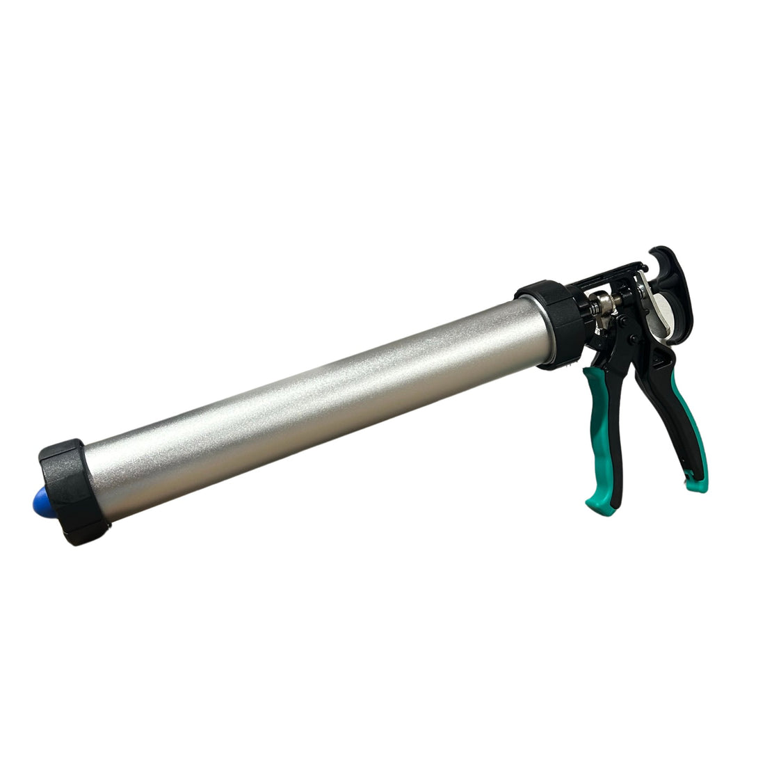 Heavy-duty aluminium sausage caulking gun with TPR grips for precise 600ml sealant dispensing in waterproofing and joint s...
