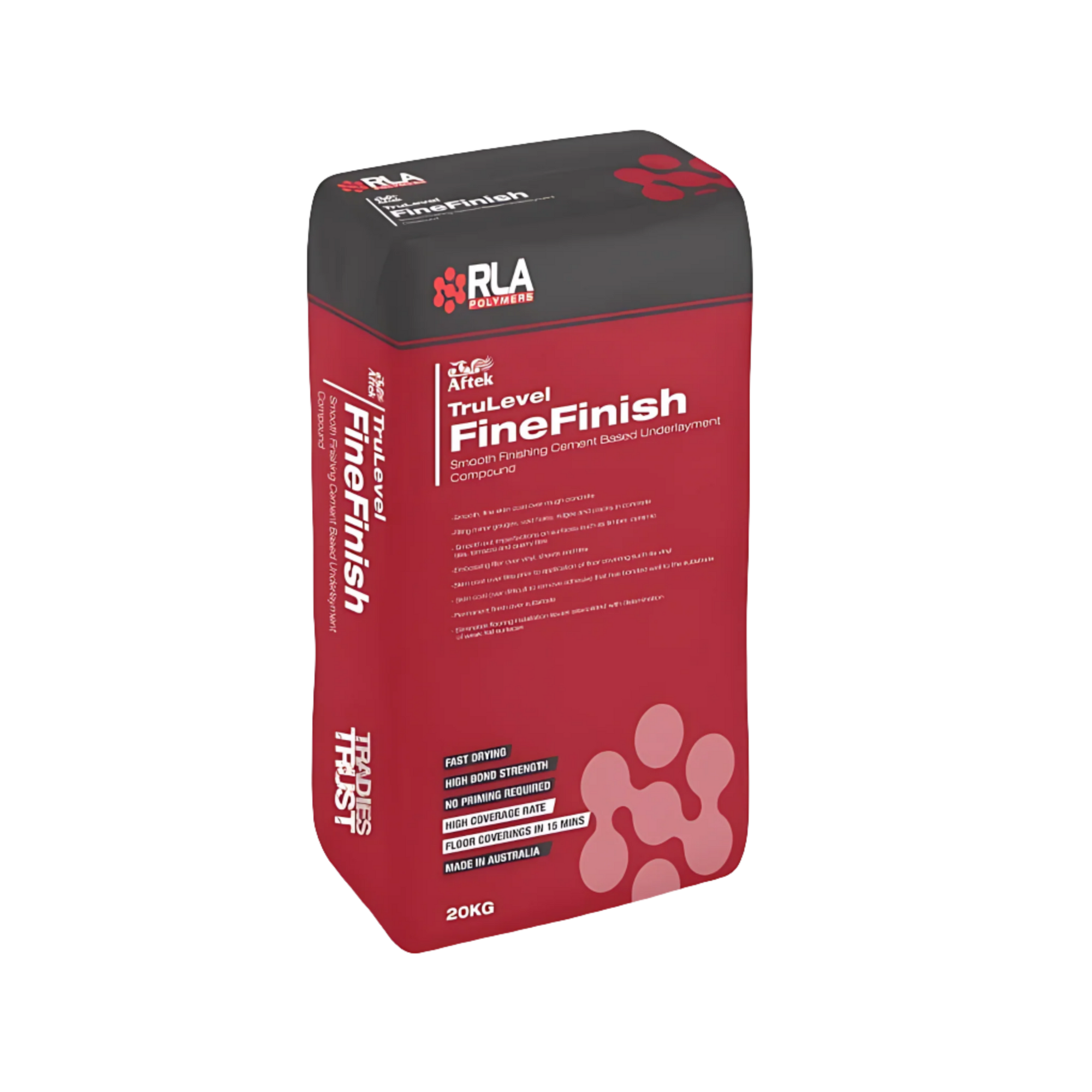 RLA TruLevel Fine Finish 20kg bag, rapid-drying cement smoothing compound for feather-edge to 3mm levelling on internal co...