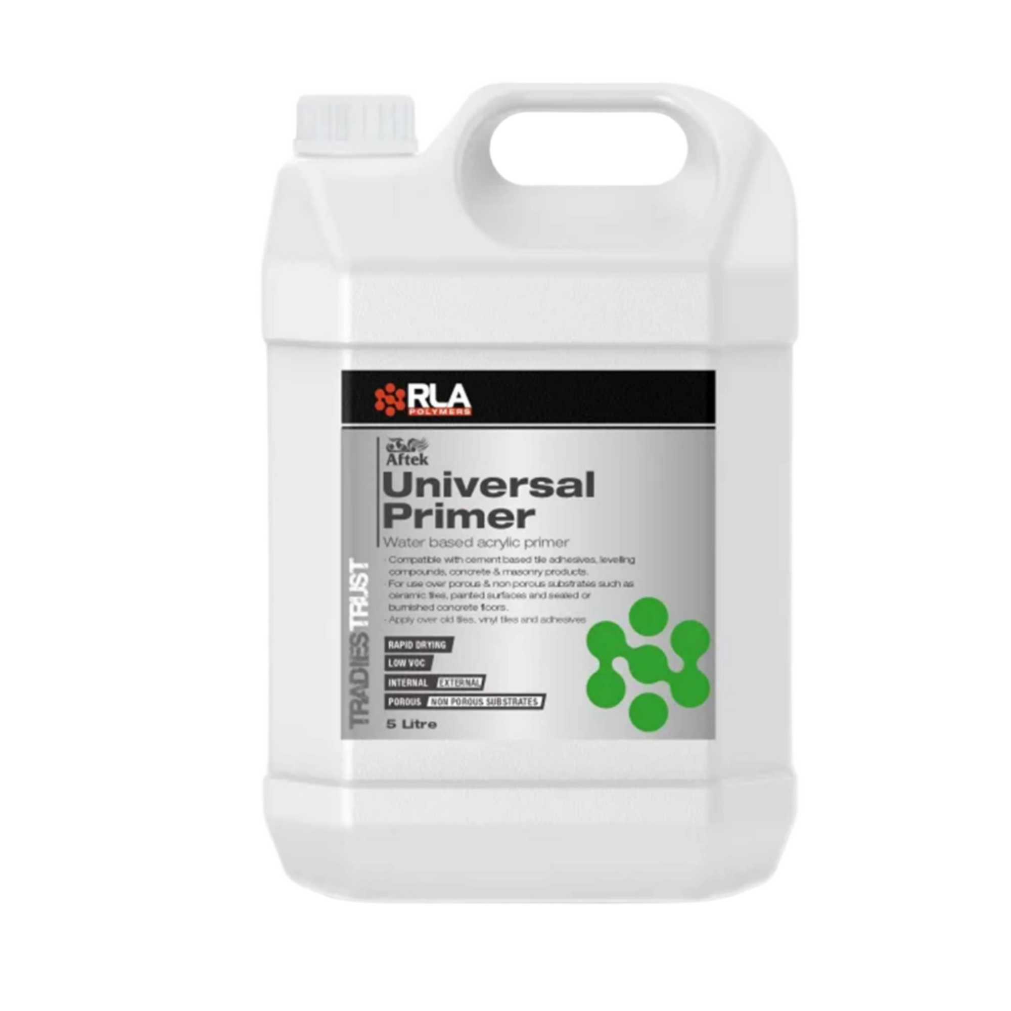 RLA 5L Universal Primer jerry can: water-based acrylic for priming porous concrete (1:2) & tiles neat, boosts tile adhesiv...