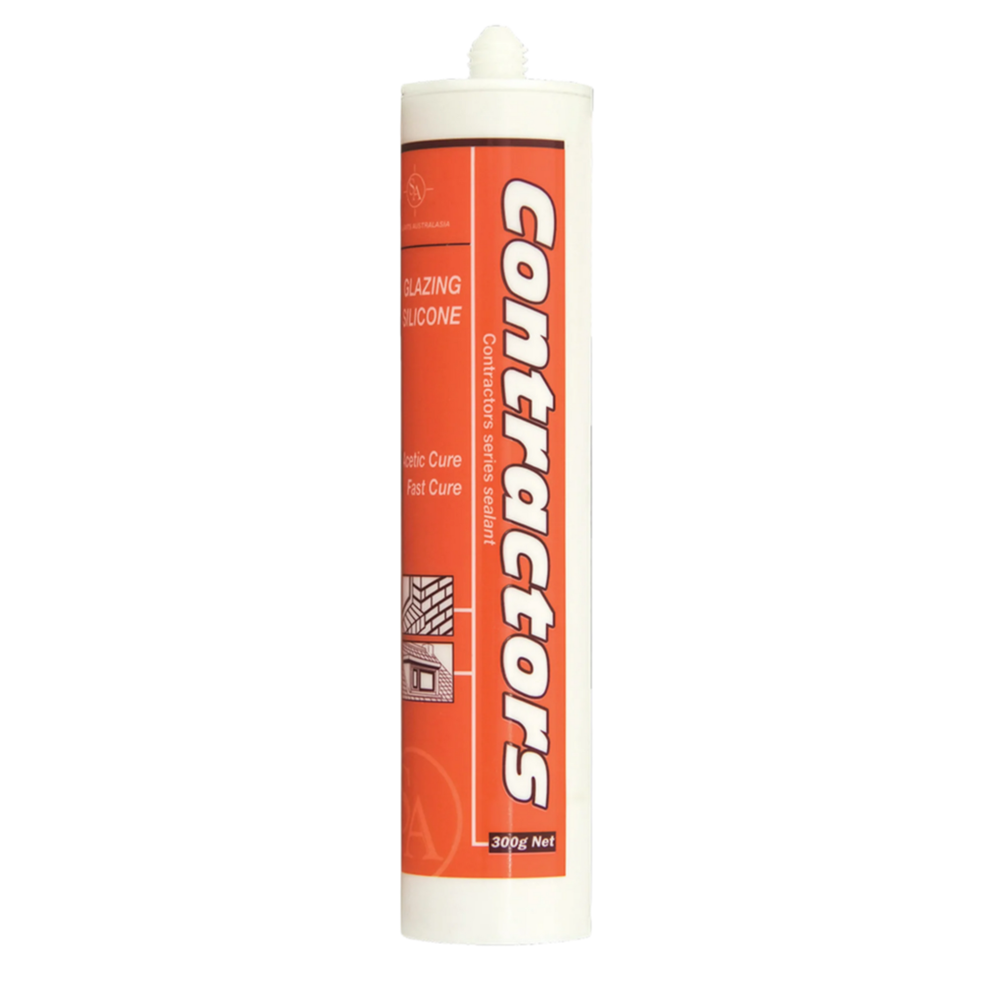 SA Contractors 300g acetic cure silicone sealant cartridge for glazing, joint sealing & UV-resistant weatherproofing