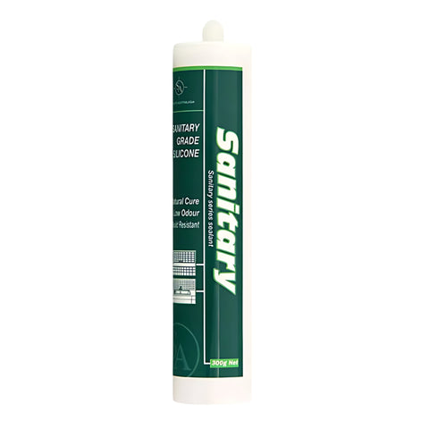 SA Sanitary neutral cure silicone sealant cartridge: anti-fungal, mould-resistant for wet area joint sealing.