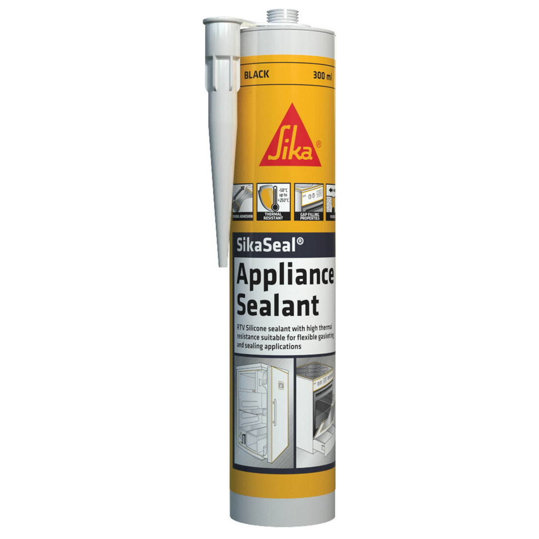 SikaSeal® Appliance Sealant – 300 ml black RTV silicone cartridge
