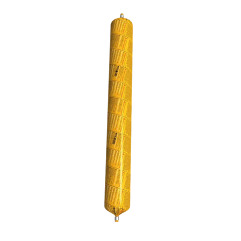 Yellow Sikasil Pool silicone sealant sausage for joint sealing in swimming pools, resists chlorine & fungus.