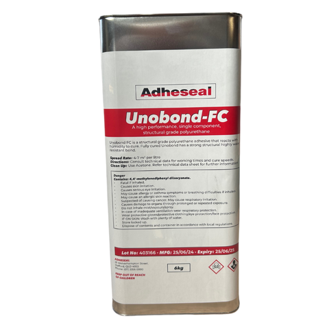 Adheseal Unobond FC blue moisture-curing polyurethane adhesive canister for structural bonding timber, metal, masonry in m...